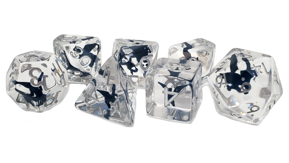 Old School 7 Piece DnD RPG Dice Set: Infused - Blue Pegasus