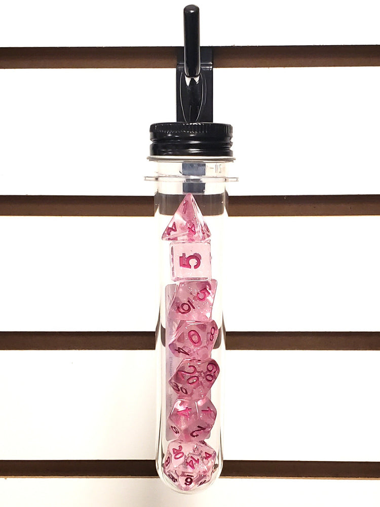 Old School 7 Piece DnD RPG Dice Set: Luminous - Pink Planet