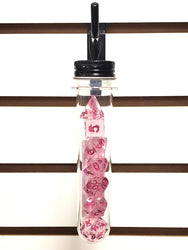 Old School 7 Piece DnD RPG Dice Set: Luminous - Pink Planet