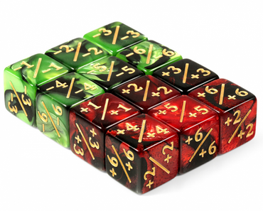 Positive/Negative Dice Counters (Red/Green) (12pcs)
