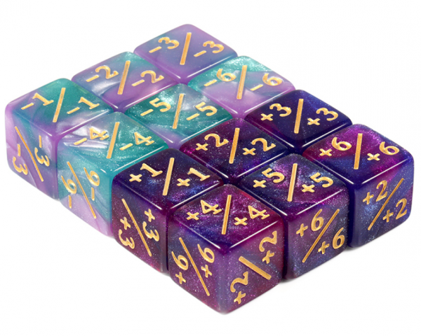 Positive/Negative Dice Counters (Cyan/Purple) (12pcs)