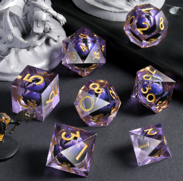 Sharp Edge Dice Set - (Dragon Eye) Purple (7pcs)