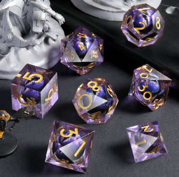 Sharp Edge Dice Set - (Dragon Eye) Purple (7pcs)