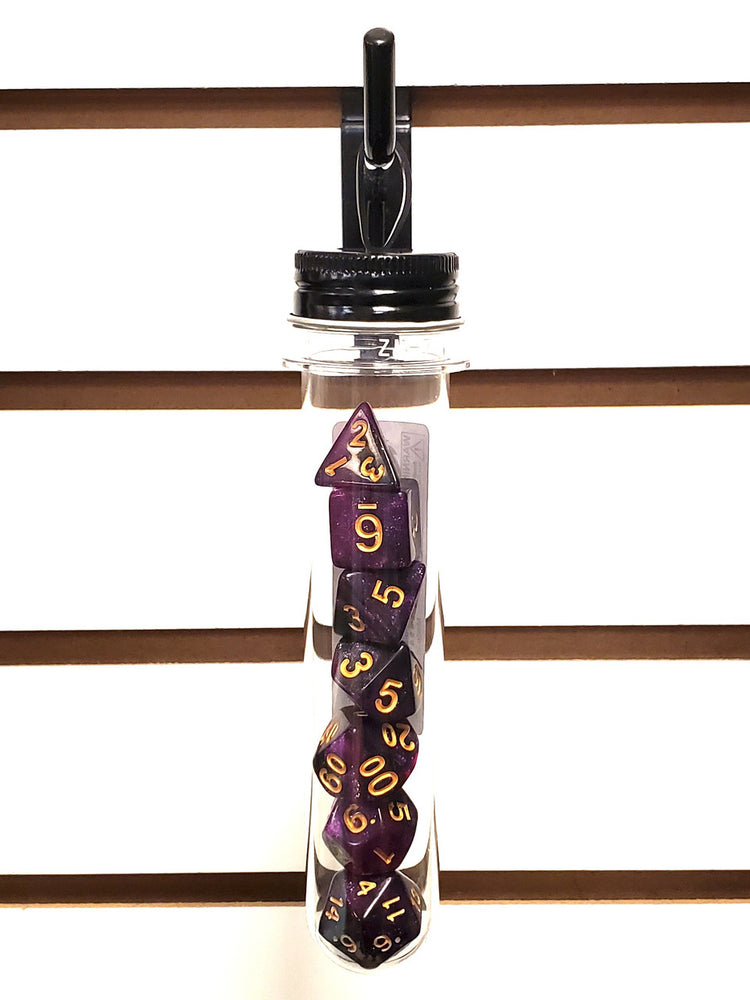 Old School 7 Piece DnD RPG Dice Set: Galaxy - Purple & Black