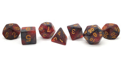 Old School 7 Piece DnD RPG Dice Set: Galaxy - Red & Black