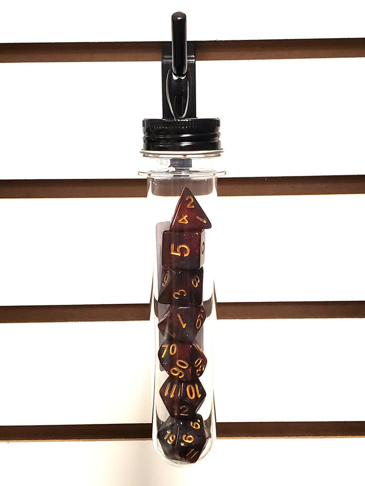 Old School 7 Piece DnD RPG Dice Set: Galaxy - Red & Black