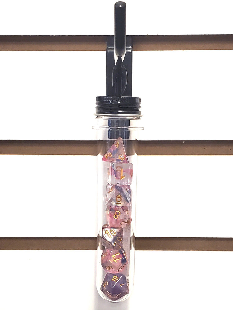 Old School 7 Piece DnD RPG Dice Set: Odyssey - Rose Red & Blue