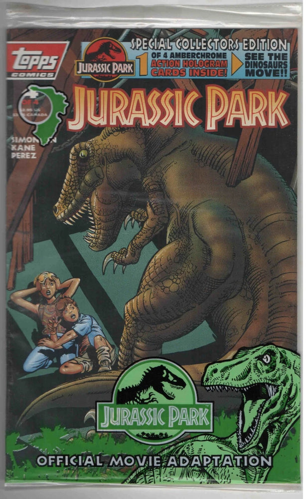 Jurassic Park #4 1993 Topps Comics Polybagged w Hologram Card