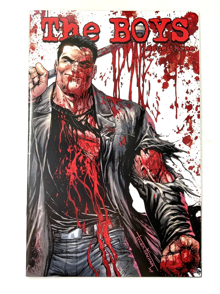 The Boys #3 (Virgin Issue/Signed C.O.A.)(Battle Damage Variant)