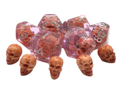 Old School Dice 7-Piece RPG Dice Set: Infused - Skull - Bloody