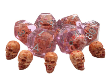 Old School Dice 7-Piece RPG Dice Set: Infused - Skull - Bloody