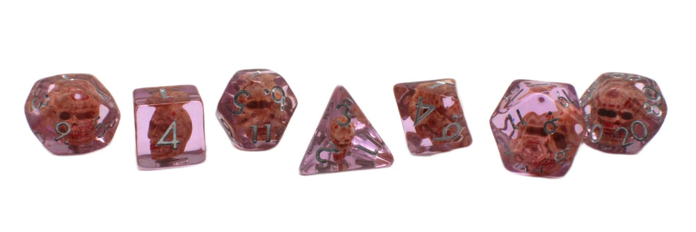 Old School Dice 7-Piece RPG Dice Set: Infused - Skull - Bloody