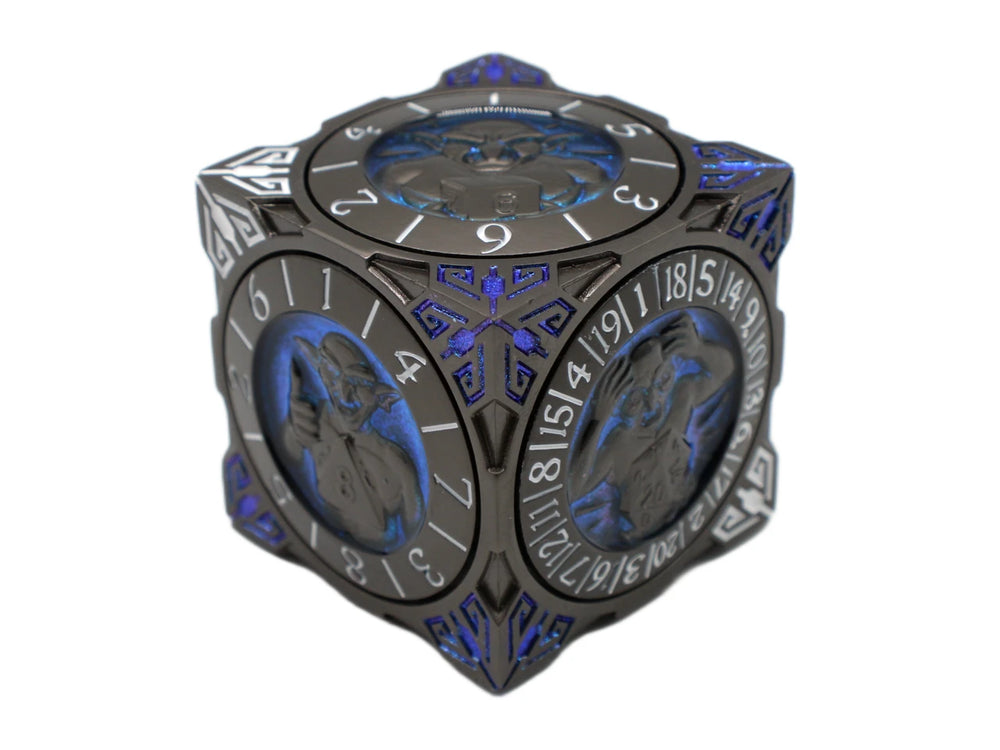 Old School Dice: 7 in 1 Dice Spinner: Dice Goblin - Matte Black w/ Blue