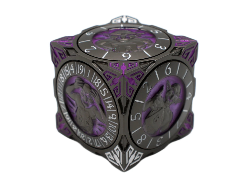 Old School Dice: 7 in 1 Dice Spinner: Dice Goblin - Matte Black w/ Purple