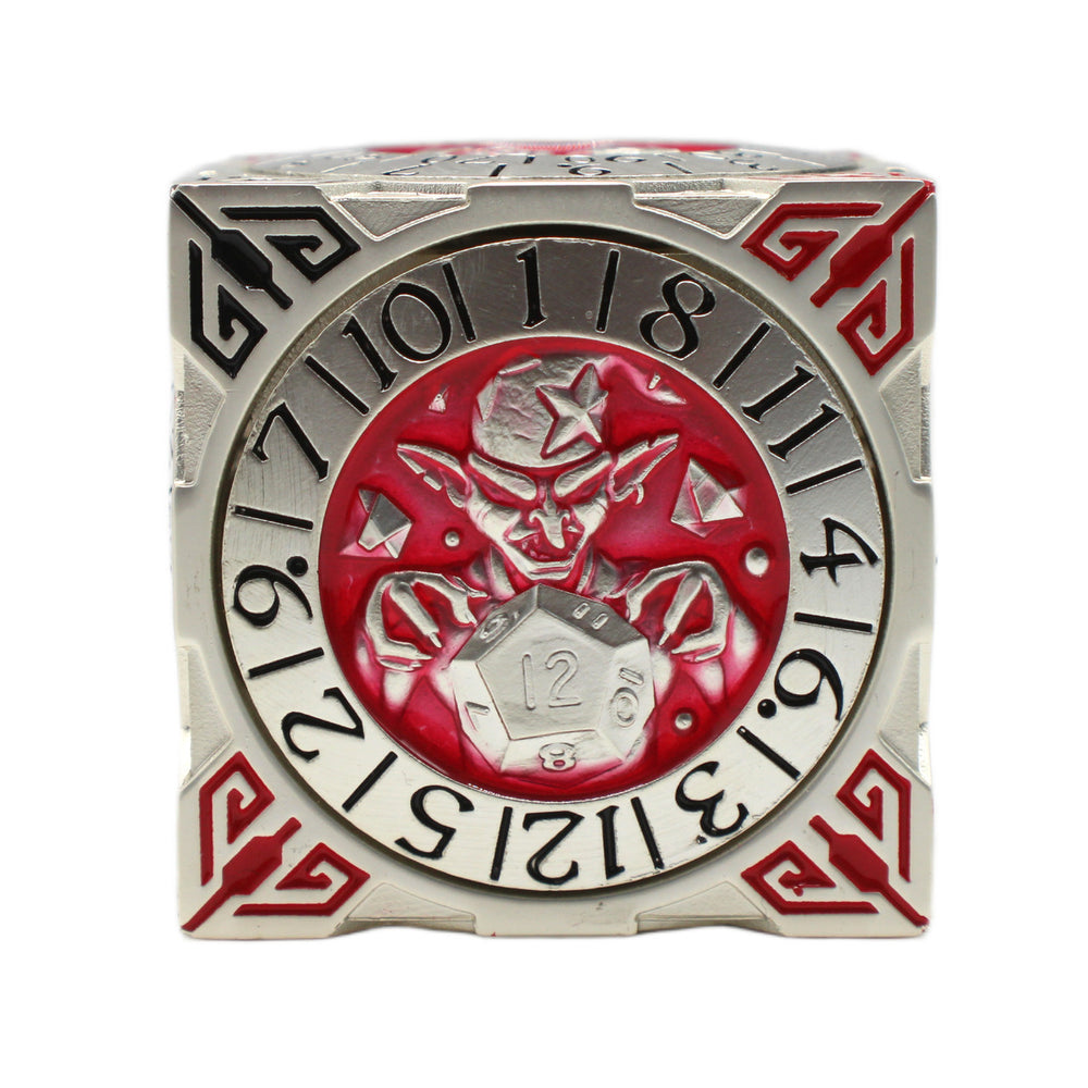 Old School Dice: 7 in 1 Dice Spinner: Dice Goblin - Silver w/ Red