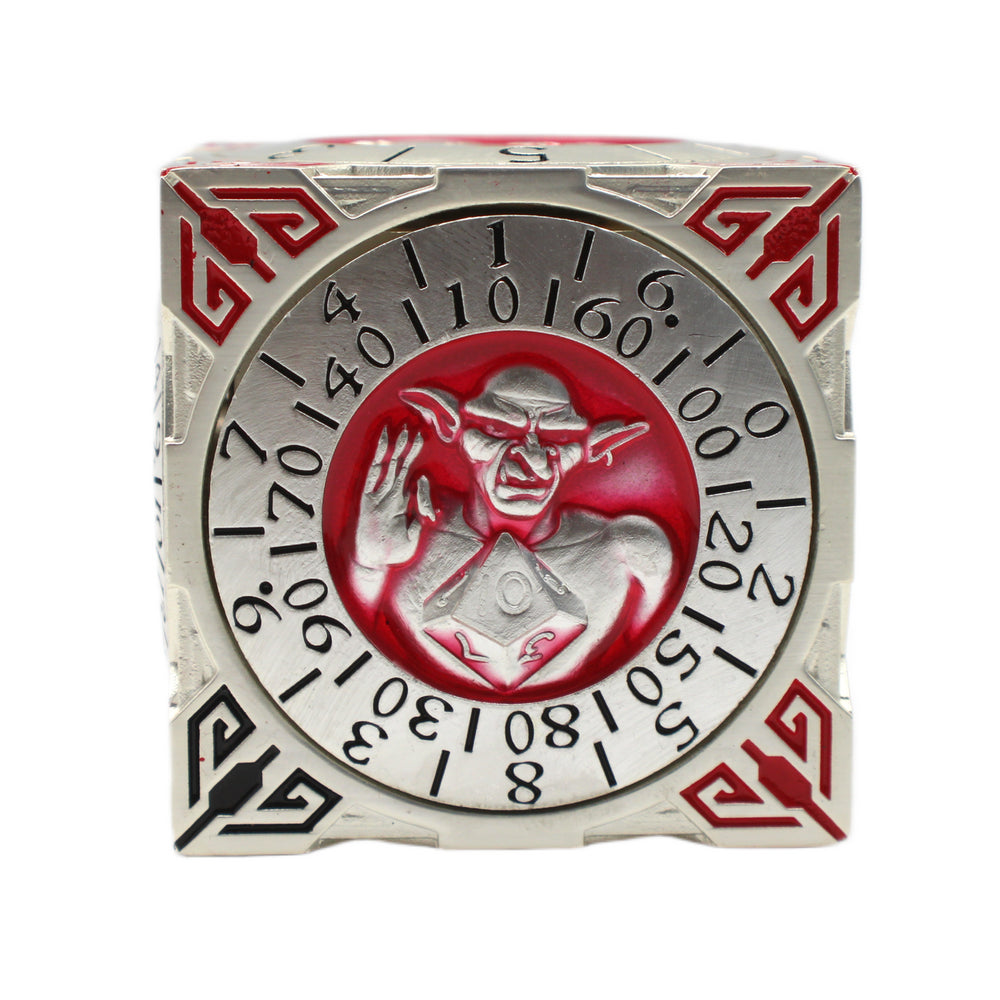 Old School Dice: 7 in 1 Dice Spinner: Dice Goblin - Silver w/ Red