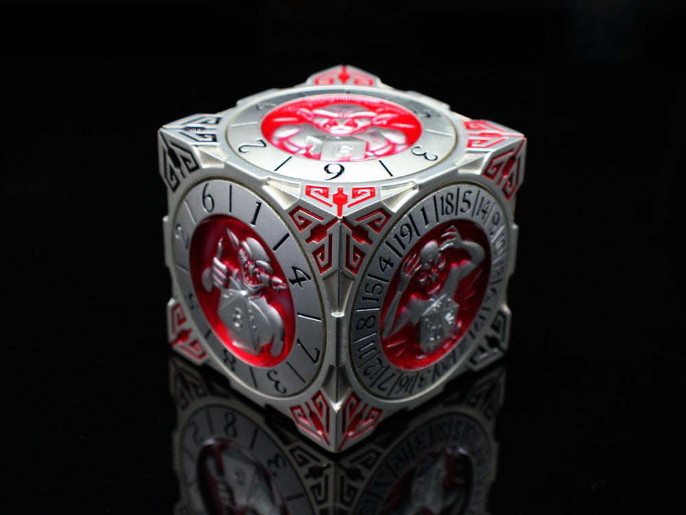 Old School Dice: 7 in 1 Dice Spinner: Dice Goblin - Silver w/ Red