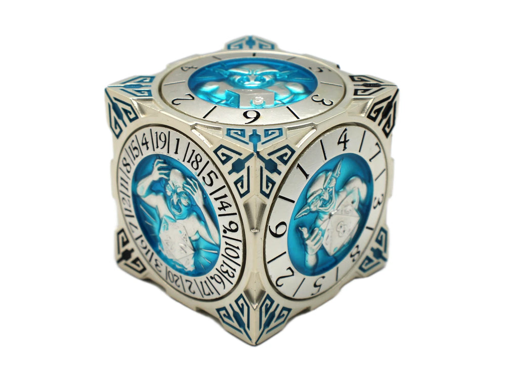 Old School Dice: 7 in 1 Dice Spinner: Dice Goblin - Silver w/ Teal