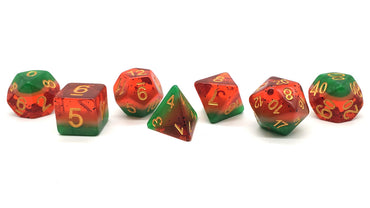 Old School 7 Piece DnD RPG Dice Set: Gradients - Watermelon Yum!