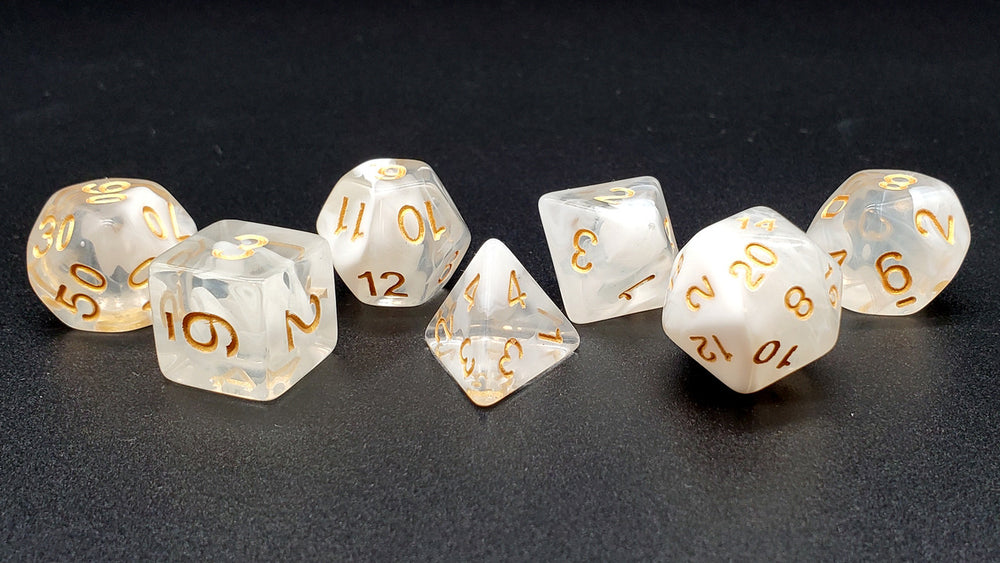 Old School 7 Piece DnD RPG Dice Set: Odyssey - White