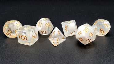 Old School 7 Piece DnD RPG Dice Set: Odyssey - White