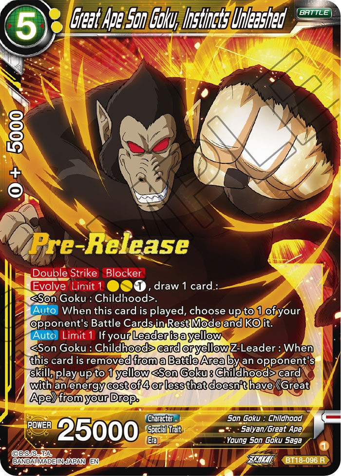 Gran Simio Son Goku, Instincts Unleashed (BT18-096) [Promociones de presentación de Dawn of the Z-Legends] 