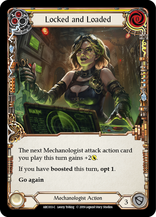 Bloqueado y cargado (amarillo) [ARC033-C] (Arcane Rising) 1.ª edición Rainbow Foil 