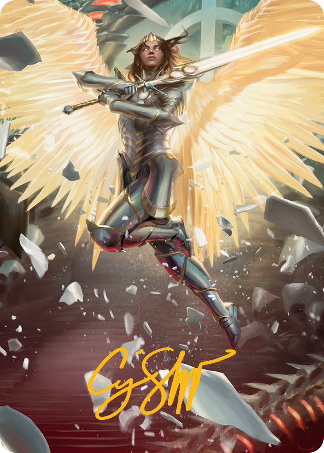 Tarjeta artística del Arcángel Elspeth (firma estampada en oro) [Serie de arte March of the Machine] 