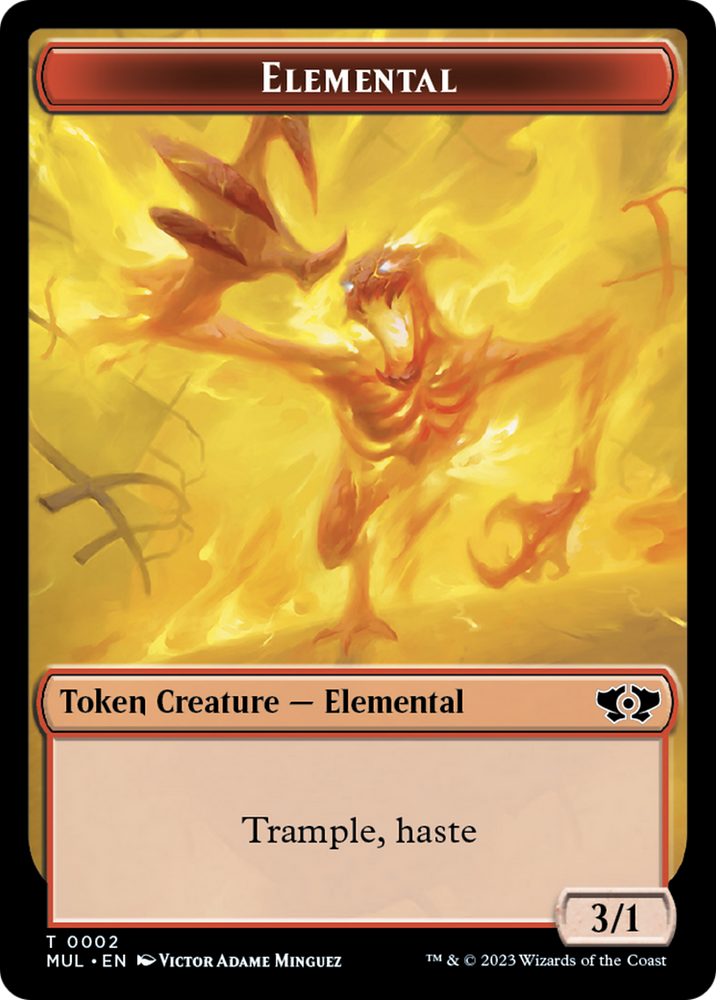 Elemental (2) // Teferi Akosa de Zhalfir Emblema Ficha de doble cara [Fichas de la Marcha de las Máquinas] 