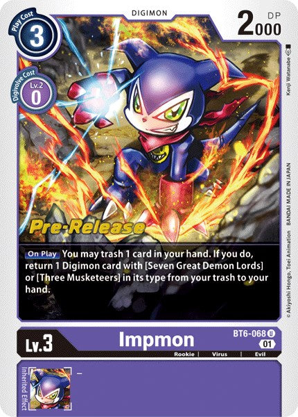 Impmon [BT6-068] [Tarjetas de prelanzamiento de doble diamante] 