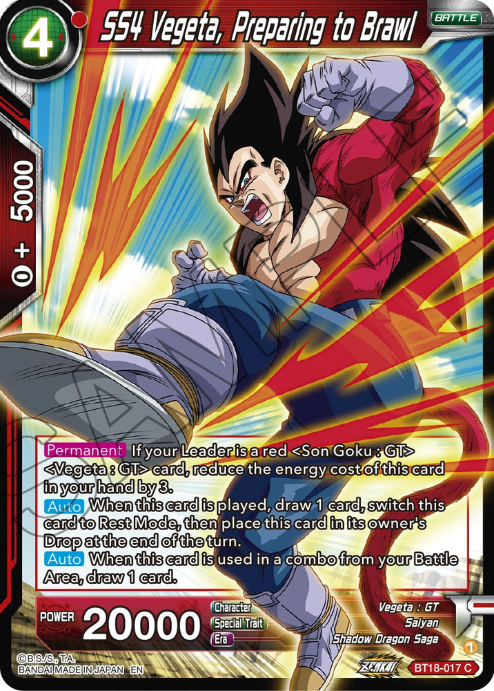 SS4 Vegeta, preparándose para la pelea (BT18-017) [Dawn of the Z-Legends] 