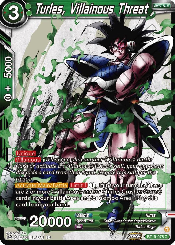 Turles, amenaza villana (BT19-075) [La ambición del luchador] 