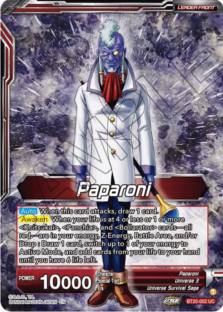 Paparoni // Warriors of Universe 3, United as One (BT20-002) [Promociones de presentación absorbidas por el poder] 
