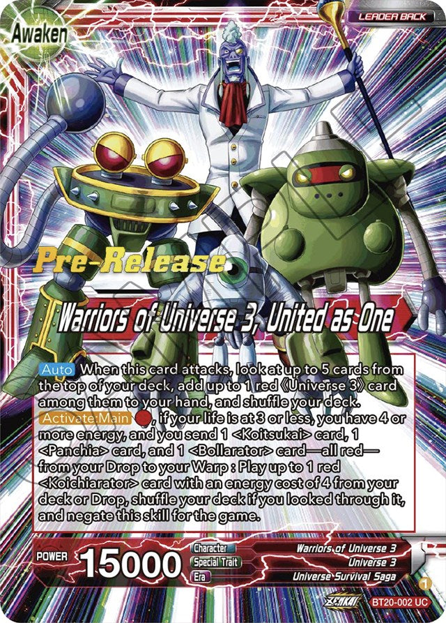 Paparoni // Warriors of Universe 3, United as One (BT20-002) [Promociones de presentación absorbidas por el poder] 
