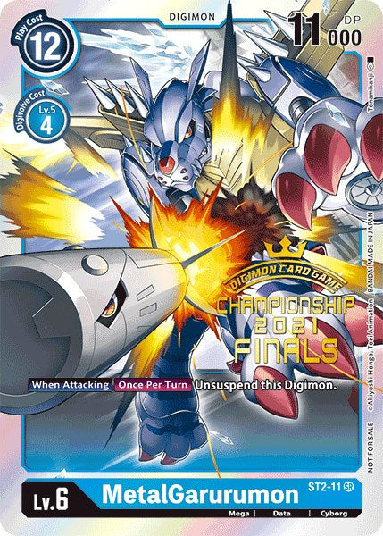 MetalGarurumon [ST2-11] (Paquete de eventos de finales de campeonato 2021, conjunto de sellos dorados de arte alternativo) [Baraja inicial: Cocytus Blue Promos] 