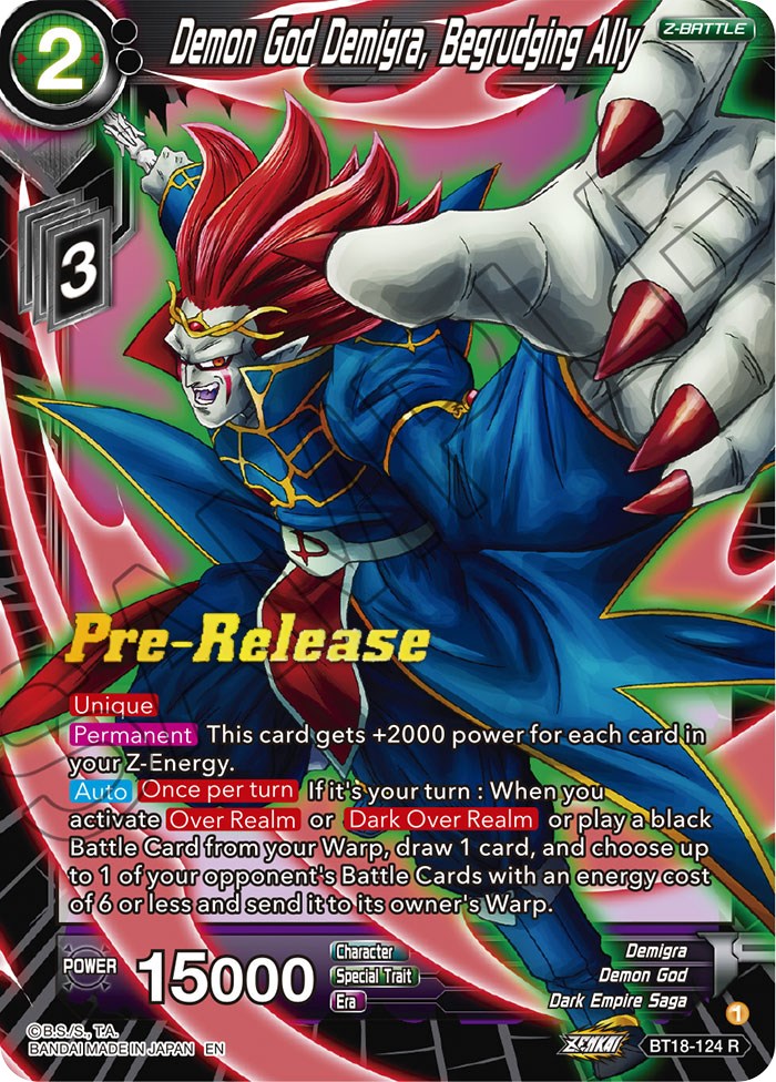 Dios demonio Demigra, aliado a regañadientes (BT18-124) [Promociones de presentación de Dawn of the Z-Legends] 