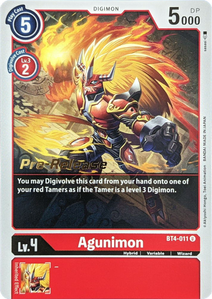 Agunimon [BT4-011] [Promociones previas al lanzamiento de Great Legend] 