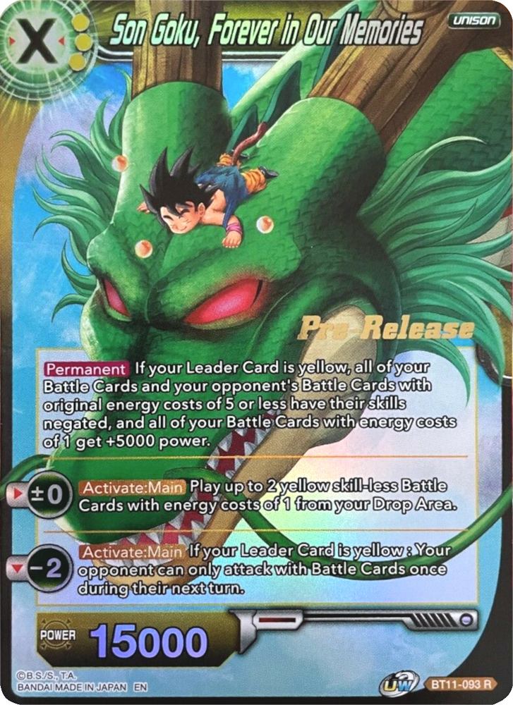 Son Goku, Forever in Our Memories (BT11-093) [Promociones de presentación de Vermilion Bloodline] 