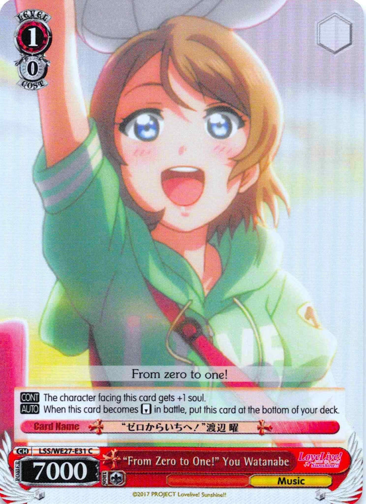 "From Zero to One!" You Watanabe (LSS/WE27-E31 C) (Parallel Foil) [Love Live! Sunshine!! Extra Booster] - Blue Jay's Cauldron