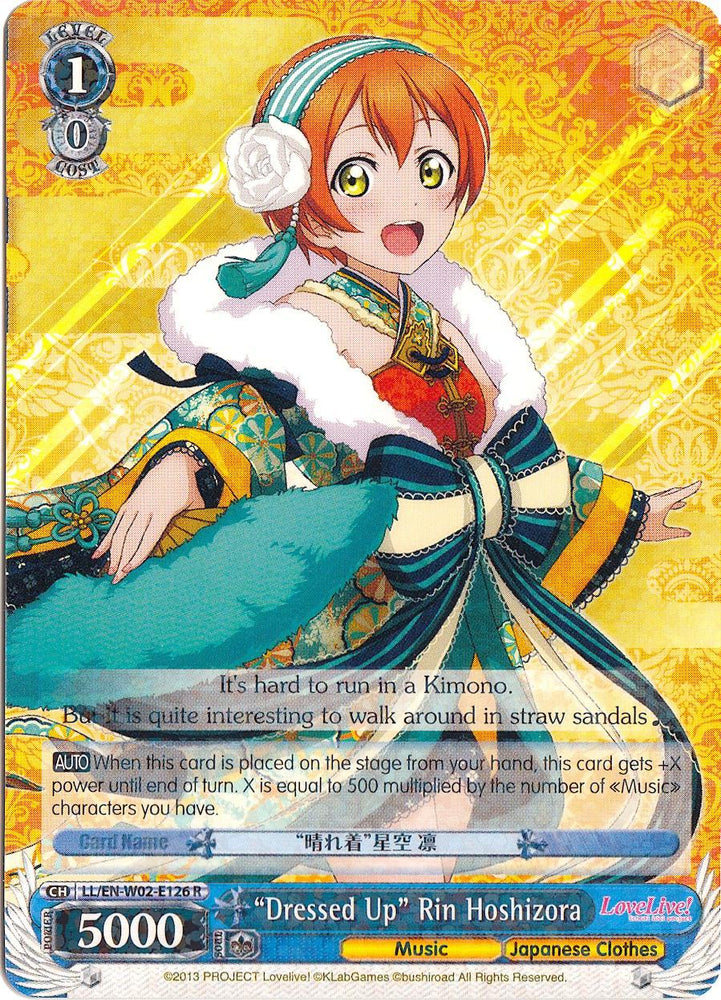 "Dressed Up" Rin Hoshizora (LL/EN-W02-E126 R) [Love Live! DX Vol.2] - Blue Jay's Cauldron