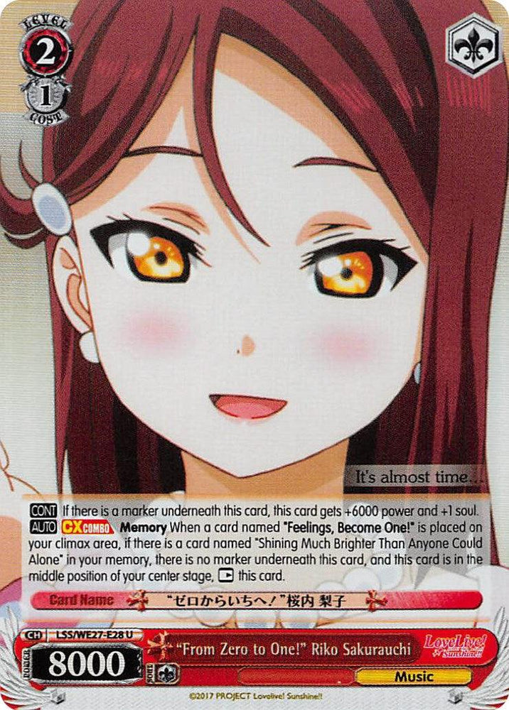"From Zero to One!" Riko Sakurauchi (LSS/WE27-E28 U) (Parallel Foil) [Love Live! Sunshine!! Extra Booster] - Blue Jay's Cauldron