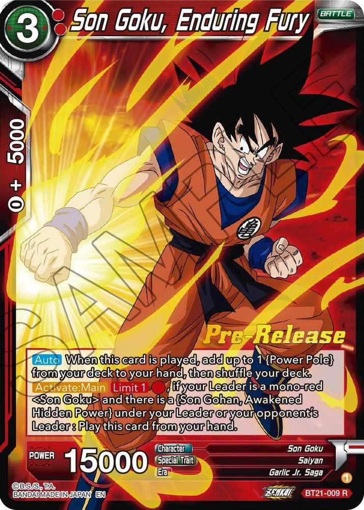 Son Goku, Enduring Fury (BT21-009) [Tarjetas de prelanzamiento de Wild Resurgence] 