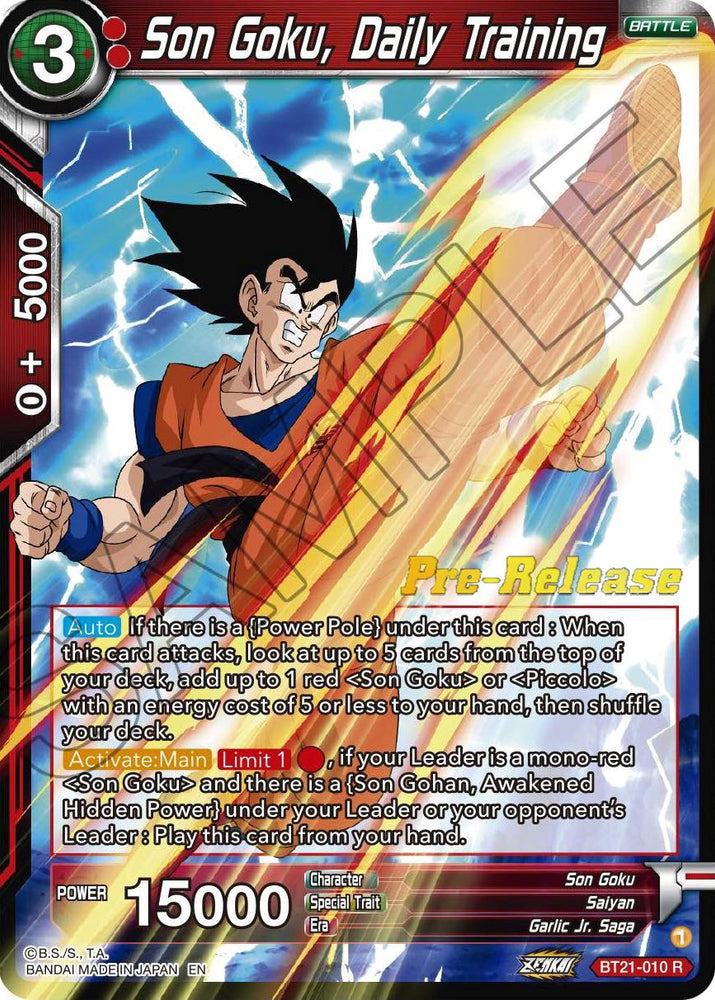 Son Goku, entrenamiento diario (BT21-010) [Tarjetas de prelanzamiento de Wild Resurgence] 