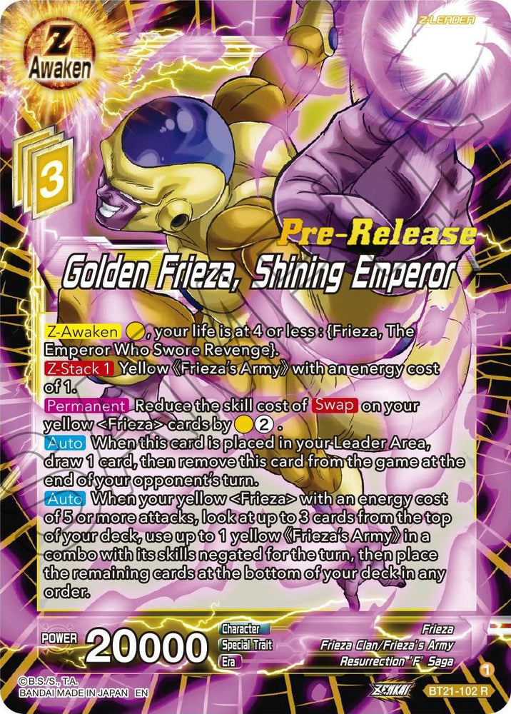 Golden Freezer, Shining Emperor (BT21-102) [Tarjetas de prelanzamiento de Wild Resurgence] 