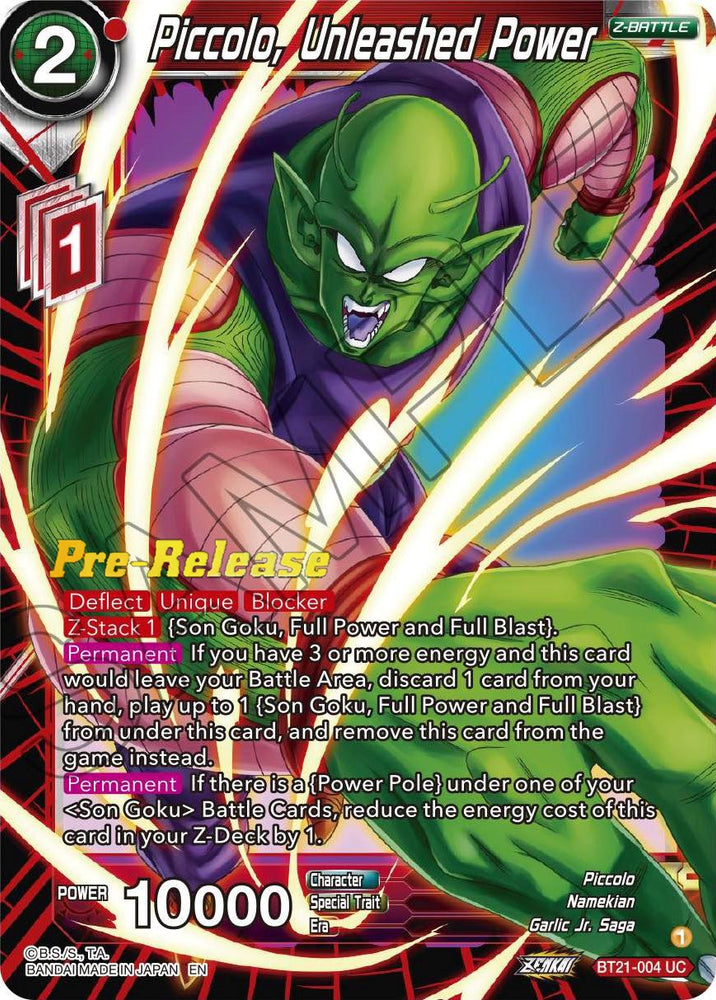Piccolo, poder desatado (BT21-004) [Tarjetas de prelanzamiento de Wild Resurgence] 