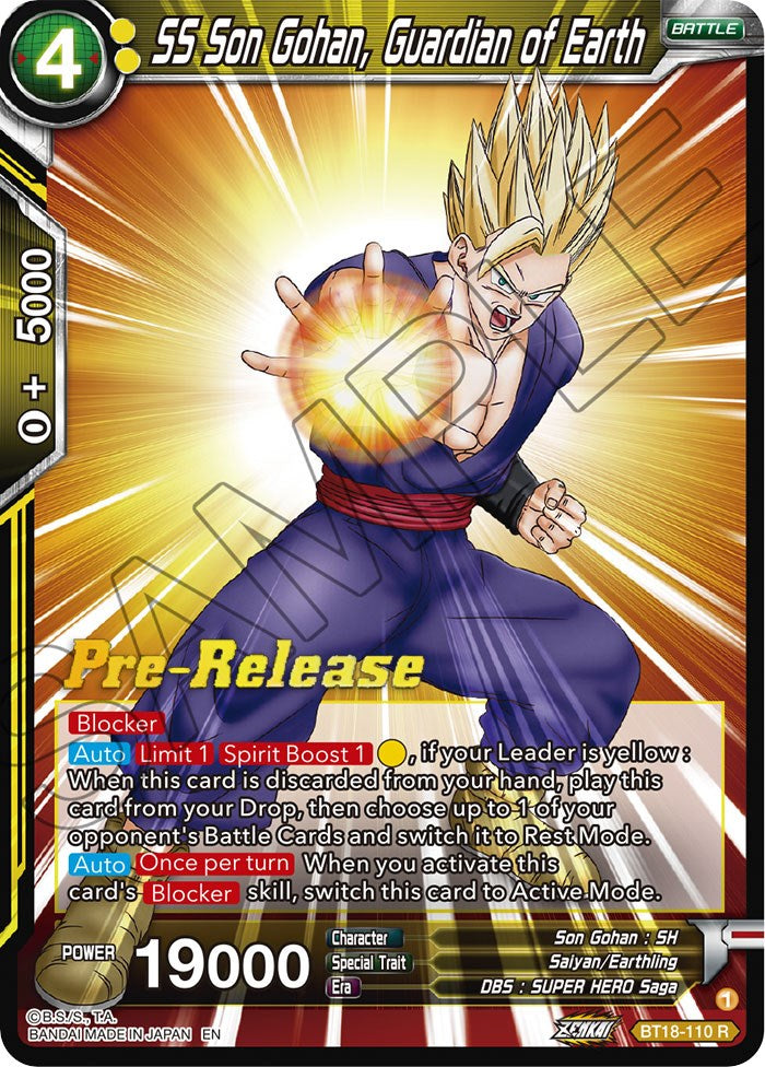 SS Son Gohan, Guardián de la Tierra (BT18-110) [Promociones de presentación de Dawn of the Z-Legends] 