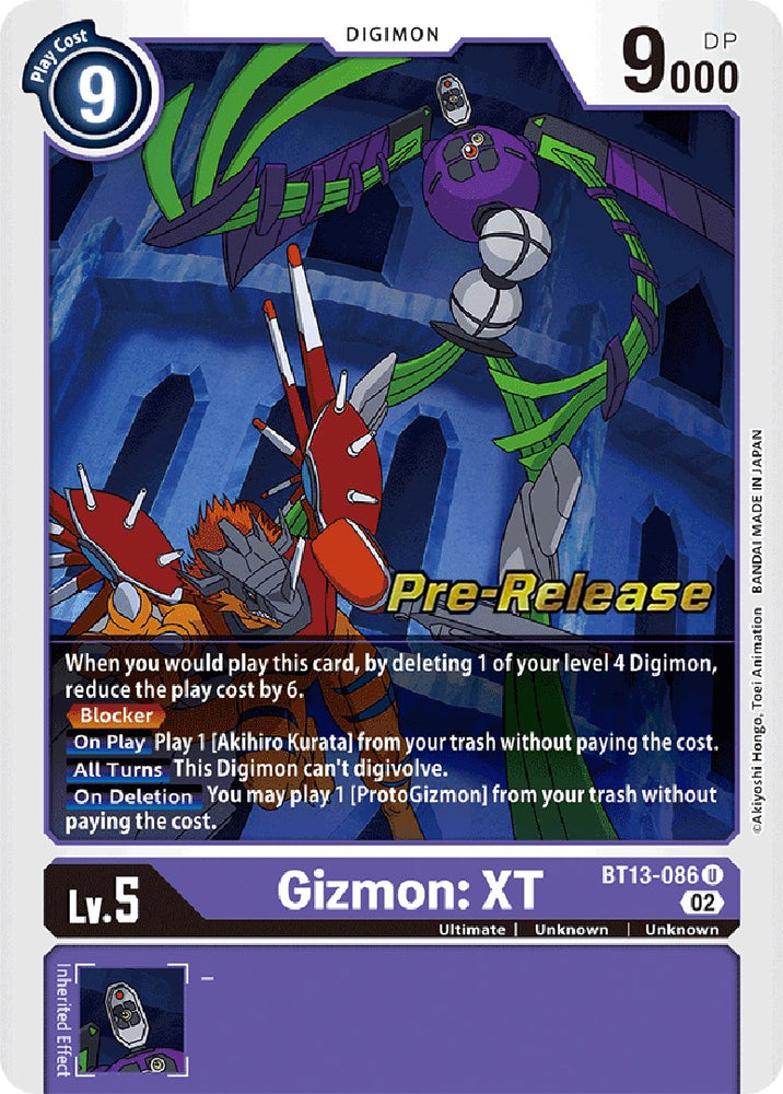 Gizmon: XT [BT13-086] [Versus tarjetas de prelanzamiento de Royal Knight Booster] 