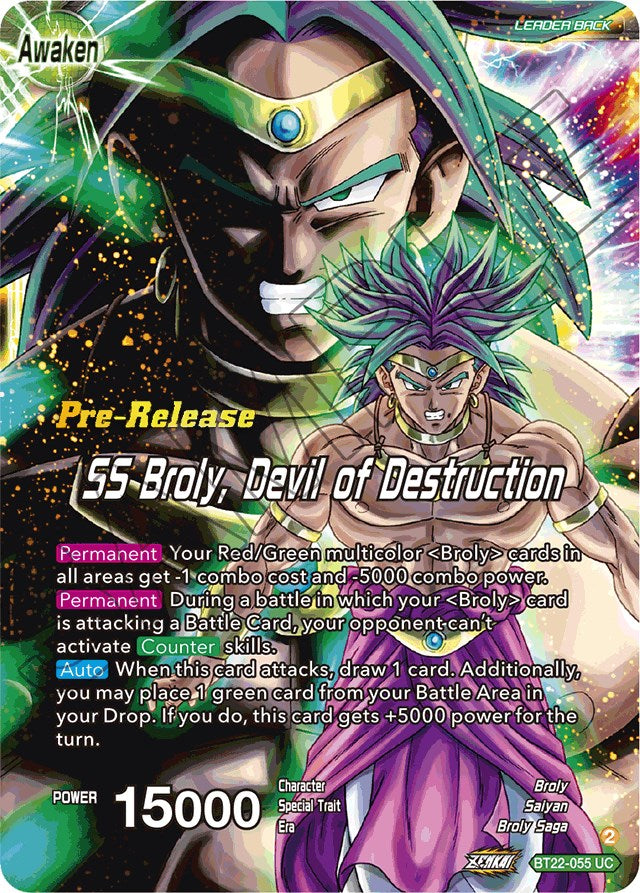 Broly &amp; Paragus // SS Broly, Devil of Destruction (BT22-055) [Promociones de presentación de Critical Blow] 