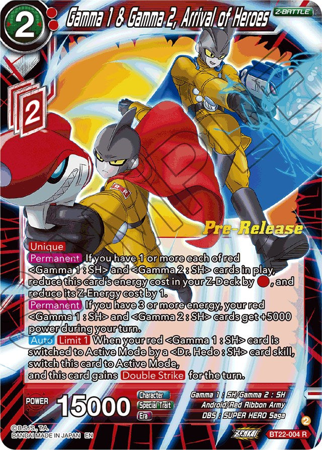 Gamma 1 y Gamma 2, Arrival of Heroes (BT22-004) [Promociones de presentación de Critical Blow] 