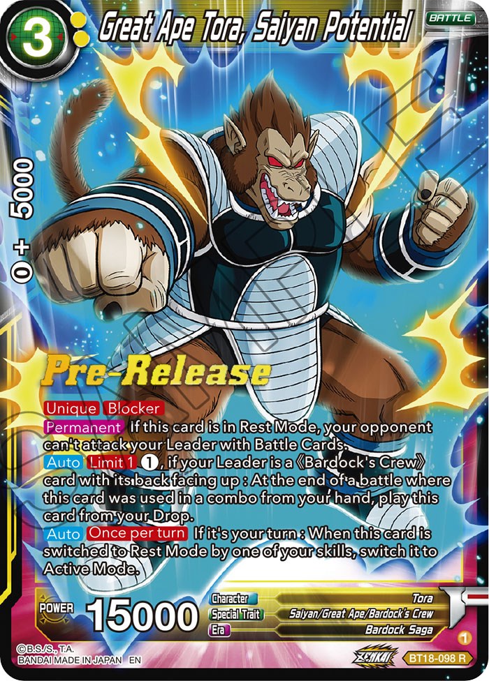 Gran Simio Tora, Potencial Saiyan (BT18-098) [Promociones de presentación de Dawn of the Z-Legends] 
